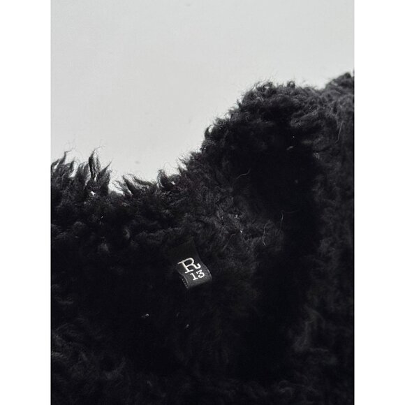 R13 Black Wool Blend Teddy Bear Crew Neck Oversized Sweater Dress, Size S - Picture 10 of 13